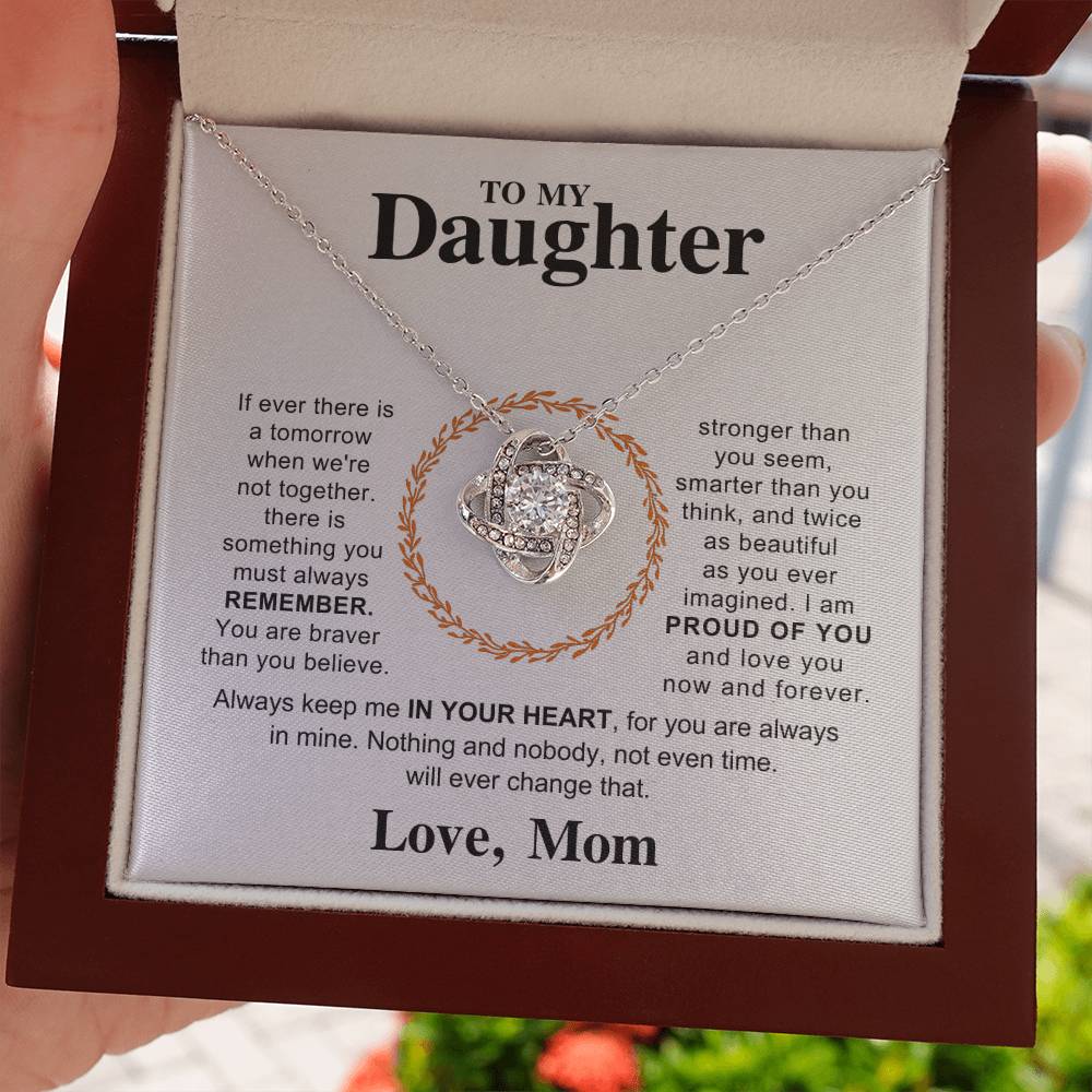 Daughter Gift from Mom, Love Knot Pendant Gift for Birthday, Graduation, Christmas