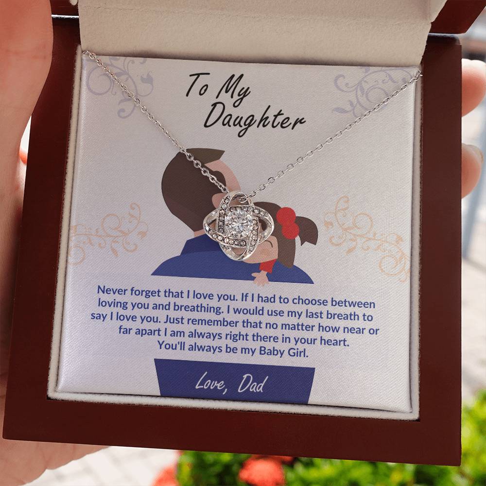 Daughter Necklace from Dad, Love Knot Pendant Gift for Birthday, Graduation, Christmas
