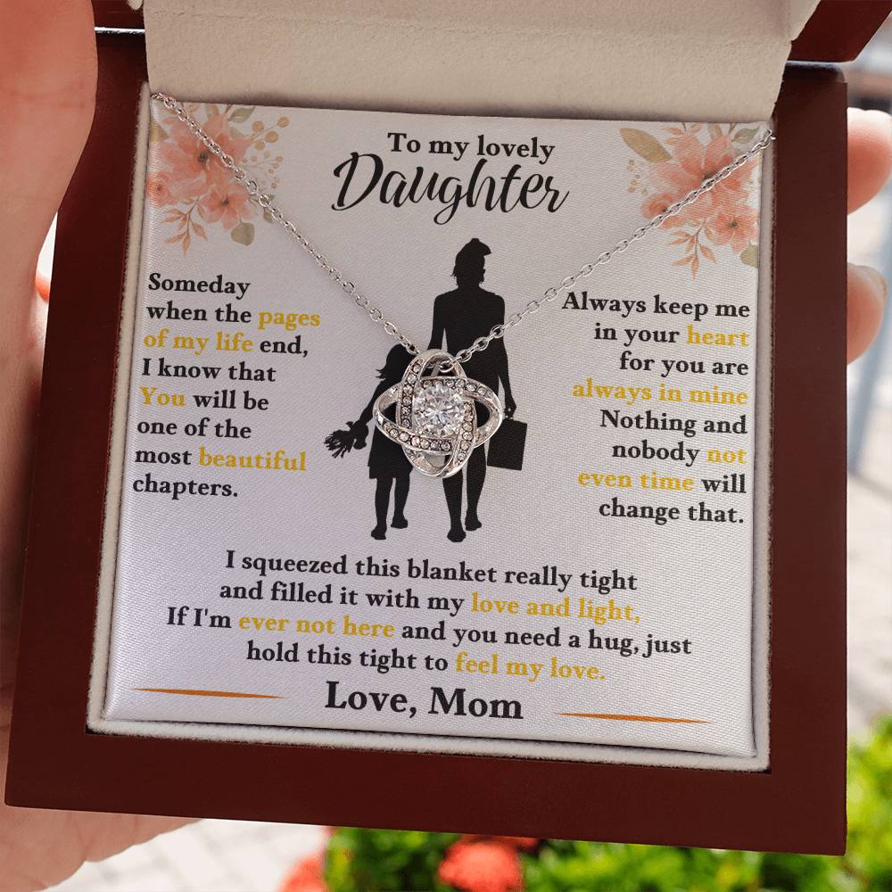 Daughter Necklace from Mom, Love Knot Pendant Gift for Birthday, Graduation, Christmas