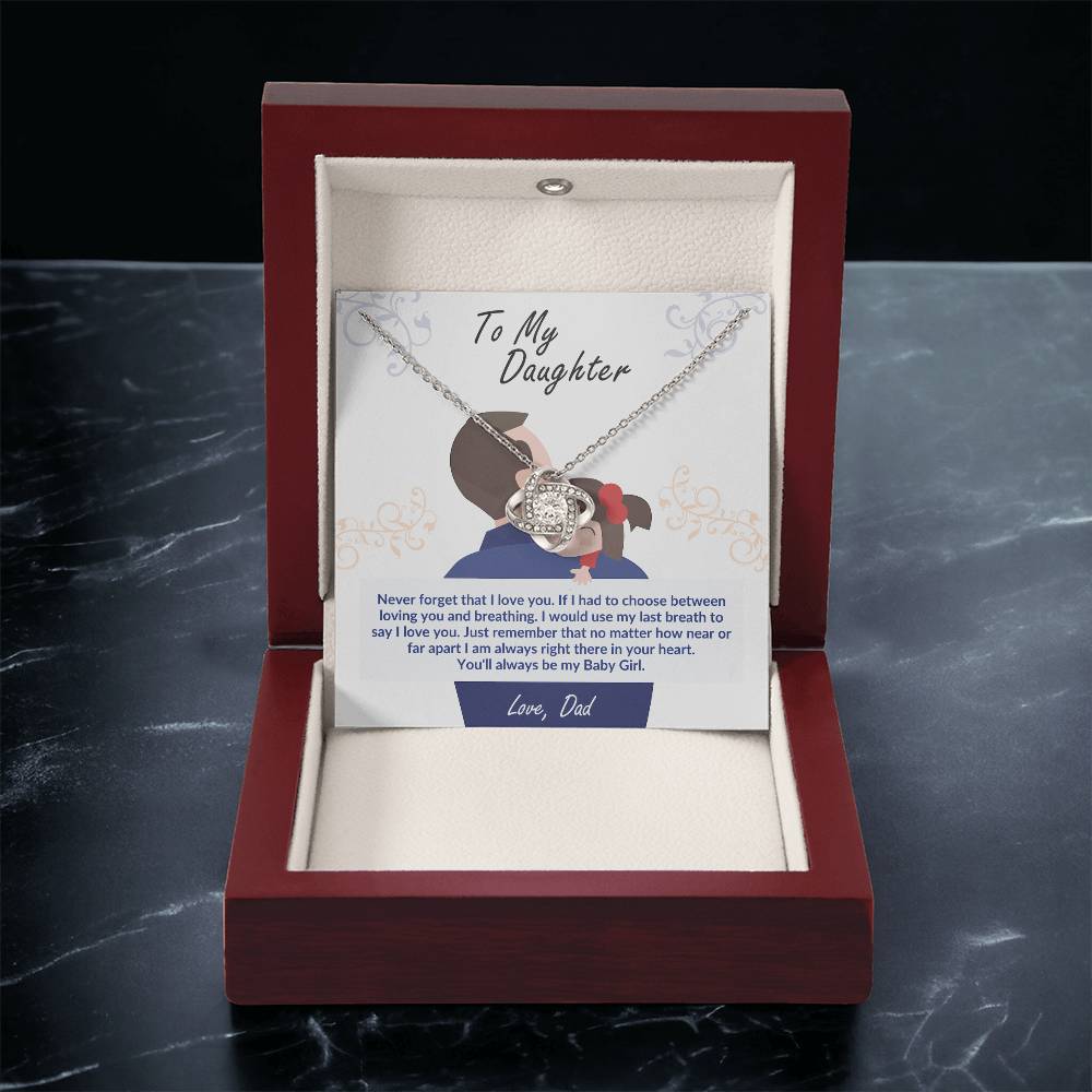 Daughter Necklace from Dad, Love Knot Pendant Gift for Birthday, Graduation, Christmas