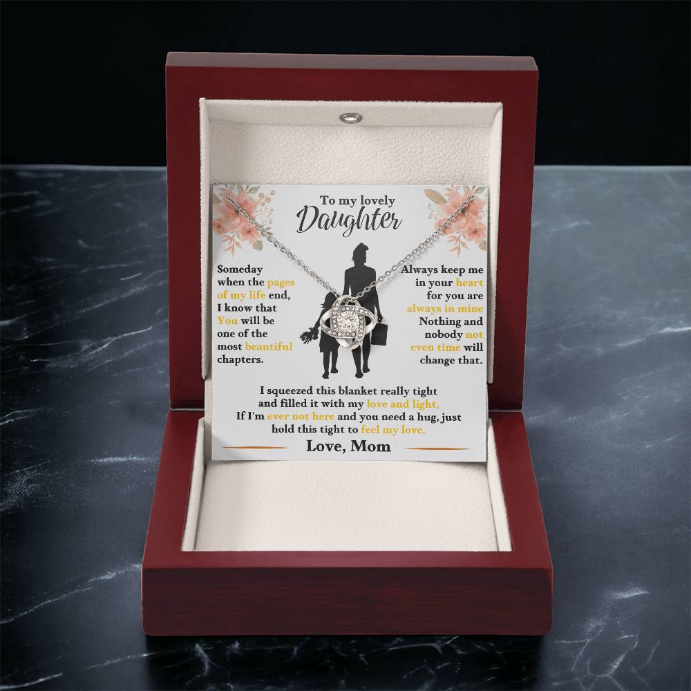 Daughter Necklace from Mom, Love Knot Pendant Gift for Birthday, Graduation, Christmas