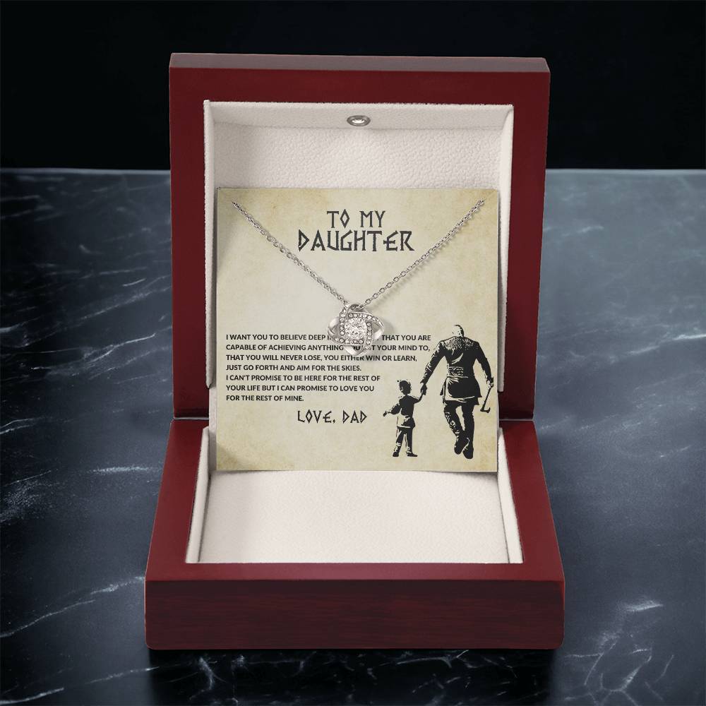 Daughter Necklace from Dad, Love Knot Pendant Gift for Birthday, Graduation, Christmas