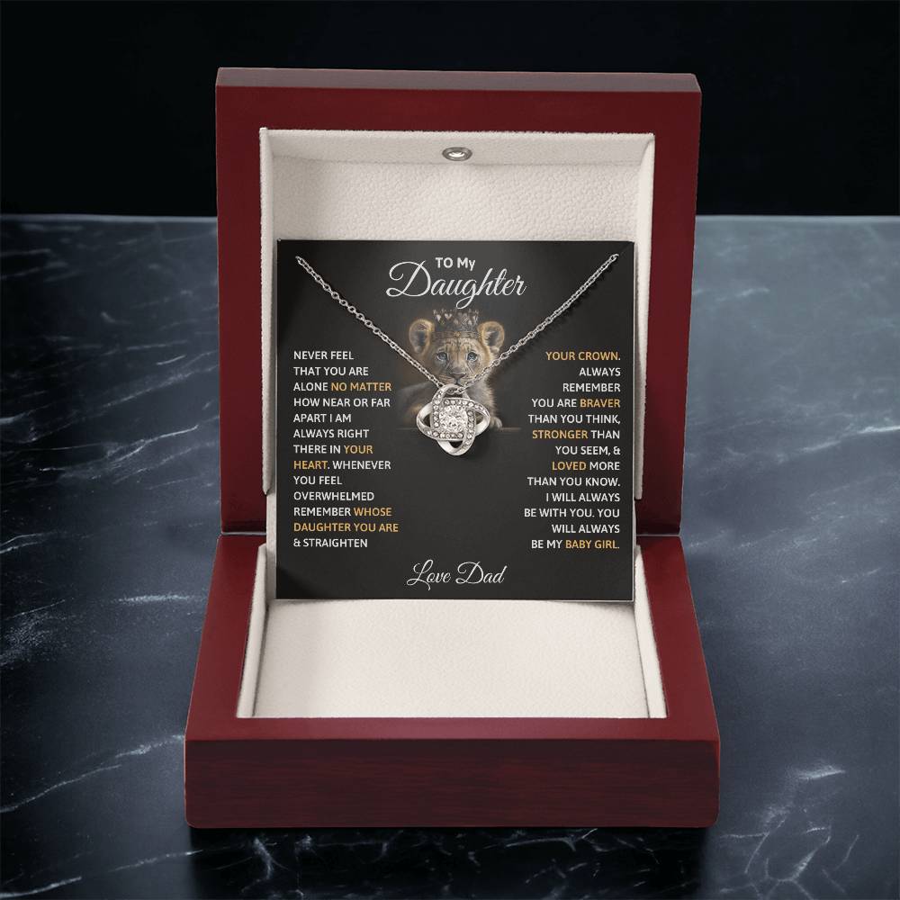 Daughter Necklace from Dad, Love Knot Pendant Gift for Birthday, Graduation, Christmas