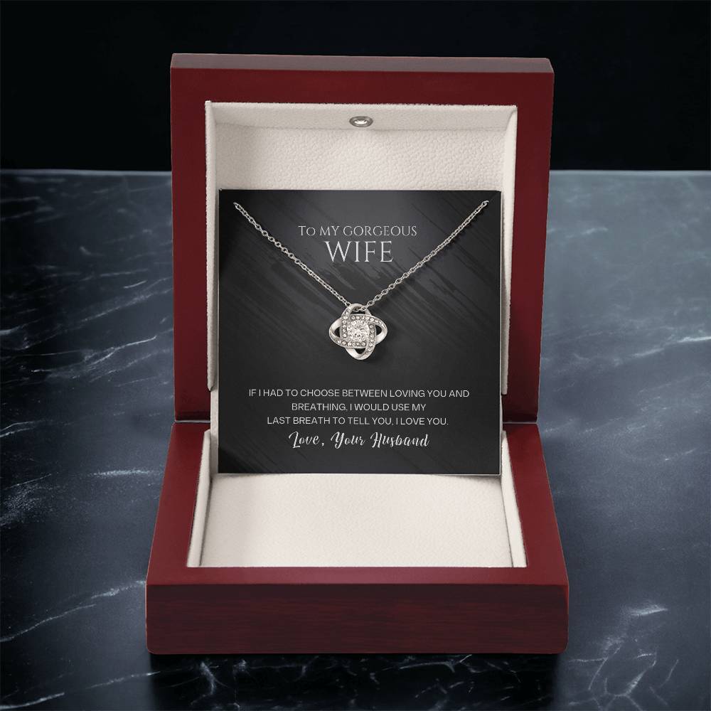 Wife Necklace from Husband, Love Knot Pendant Gift for Anniversary, Valentines day, Birthday