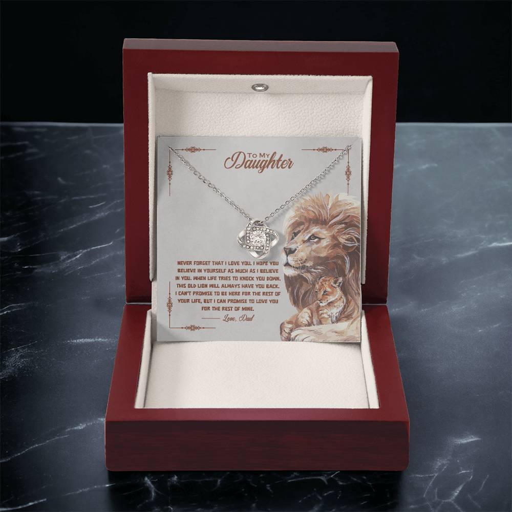 Daughter Necklace from Dad, Love Knot Pendant Gift for Birthday, Graduation, Christmas