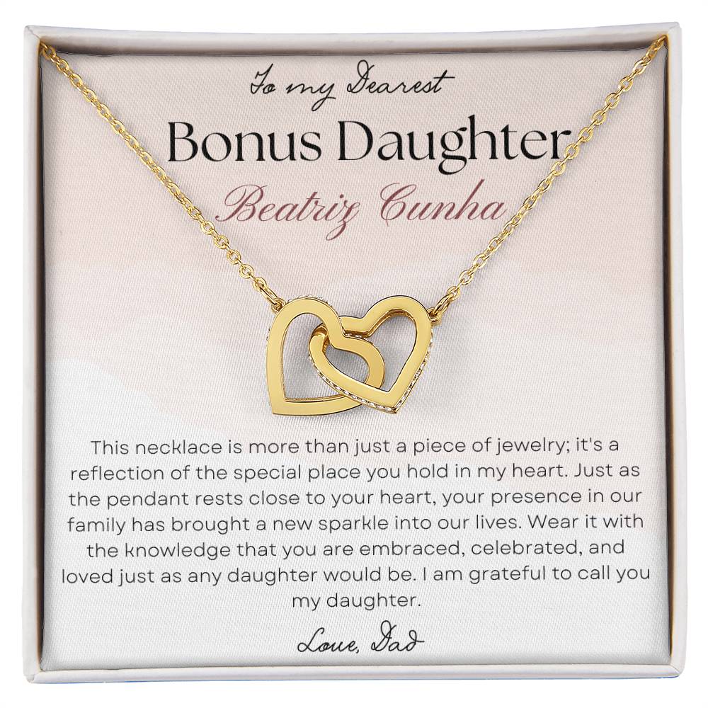 Bonus Daughter interlocking Hearts necklace gift from Dad