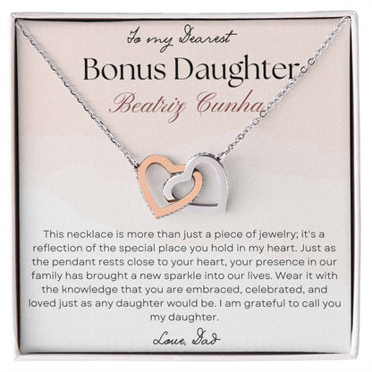 Bonus Daughter interlocking Hearts necklace gift from Dad