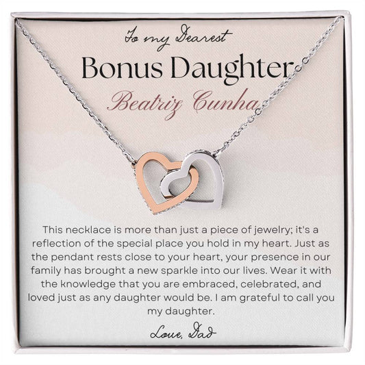 Bonus Daughter interlocking Hearts necklace gift from Dad