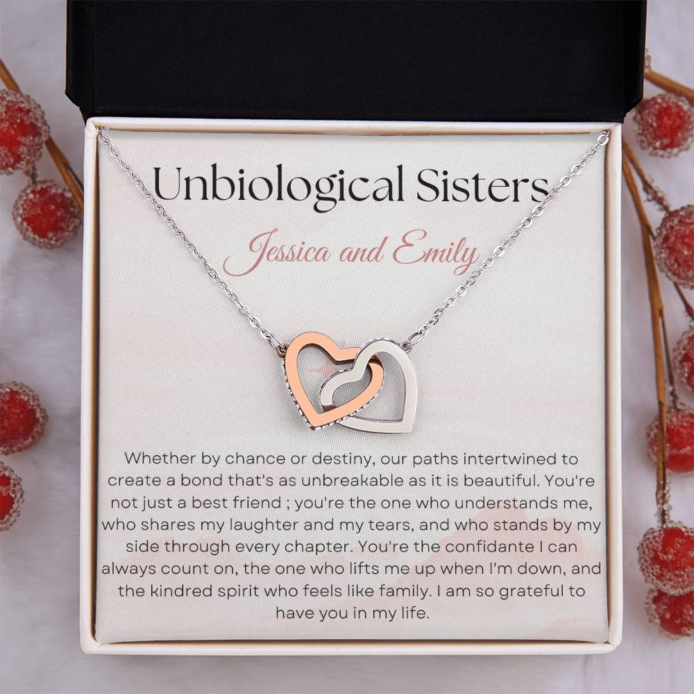 Unbiological Sisters | Interlocking Hearts Necklace | Merch By Anubhuti
