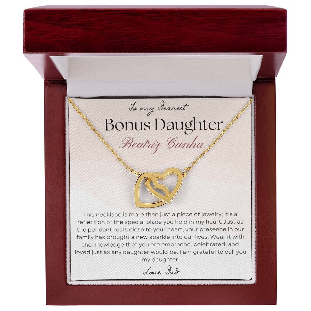 Bonus Daughter interlocking Hearts necklace gift from Dad