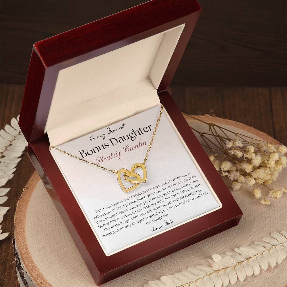 Bonus Daughter interlocking Hearts necklace gift from Dad