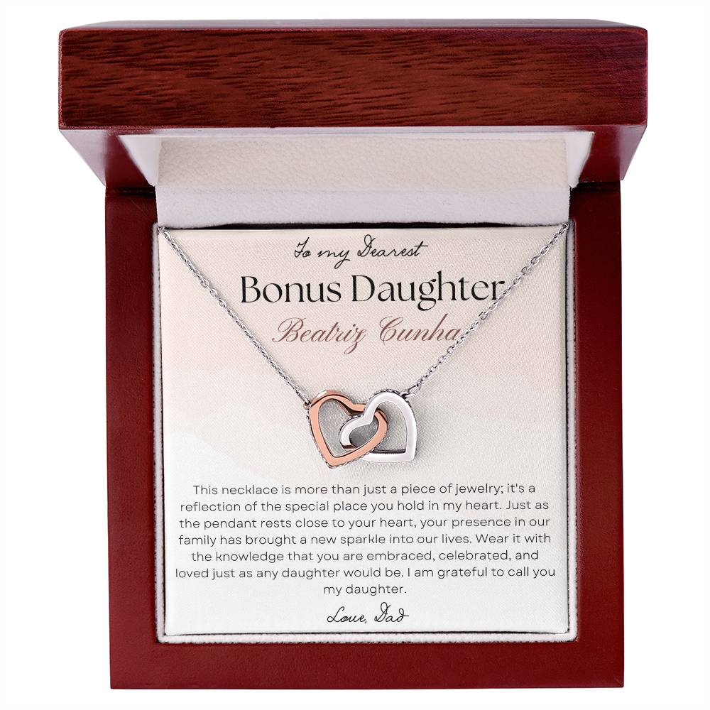 Bonus Daughter interlocking Hearts necklace gift from Dad