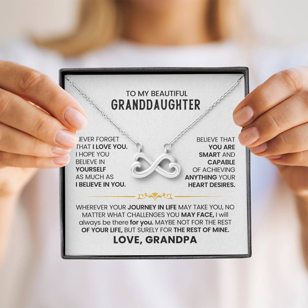 Granddaughter Necklace from Grandpa, Endless Love Pendant Gift for Birthday, Christmas, Graduation