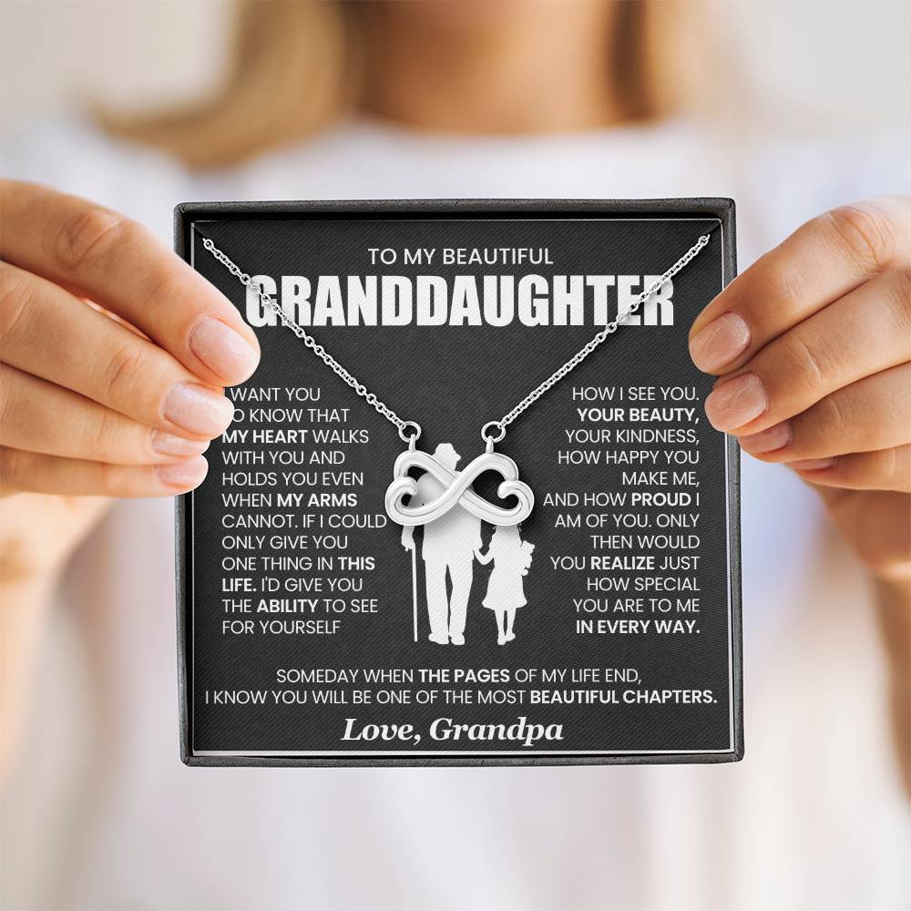 Granddaughter Necklace from Grandpa, Endless Love Pendant Gift for Birthday, Christmas, Graduation