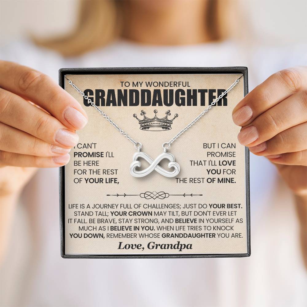 Granddaughter Necklace from Grandpa, Endless Love Pendant Gift for Birthday, Christmas, Graduation
