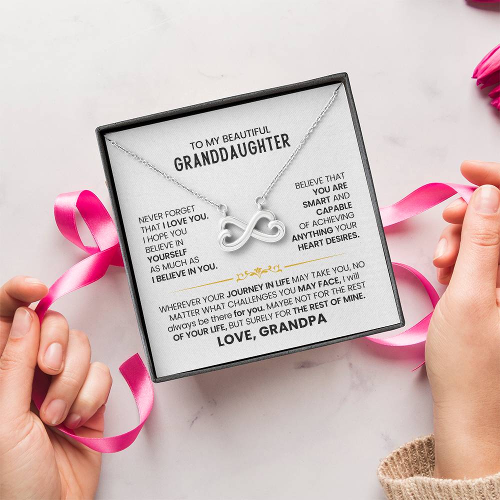 Granddaughter Necklace from Grandpa, Endless Love Pendant Gift for Birthday, Christmas, Graduation