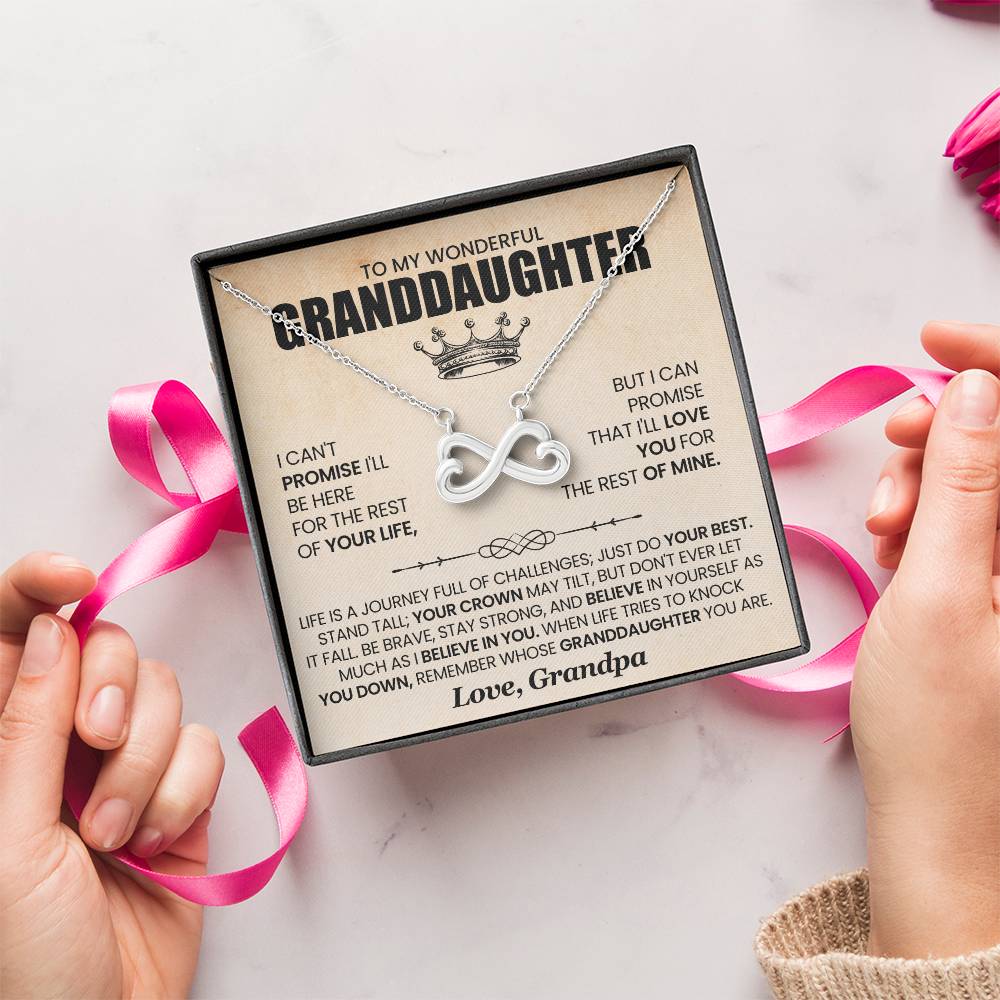 Granddaughter Necklace from Grandpa, Endless Love Pendant Gift for Birthday, Christmas, Graduation