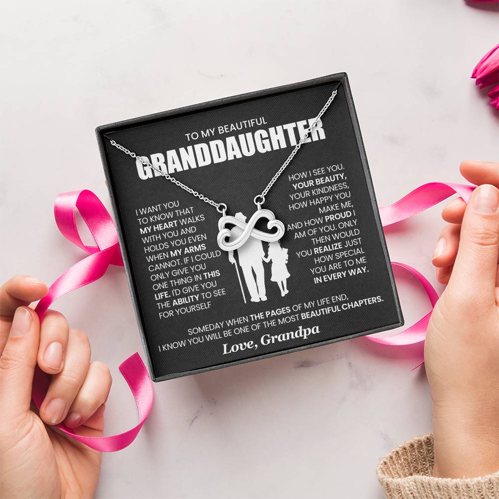 Granddaughter Necklace from Grandpa, Endless Love Pendant Gift for Birthday, Christmas, Graduation