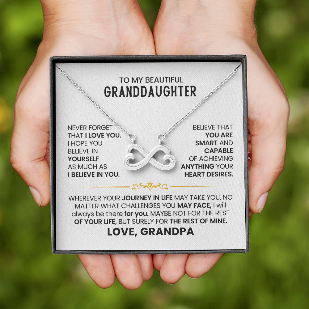 Granddaughter Necklace from Grandpa, Endless Love Pendant Gift for Birthday, Christmas, Graduation