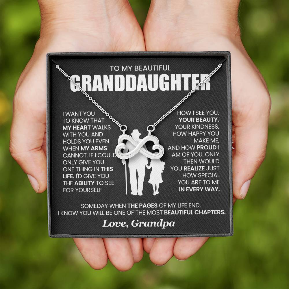 Granddaughter Necklace from Grandpa, Endless Love Pendant Gift for Birthday, Christmas, Graduation