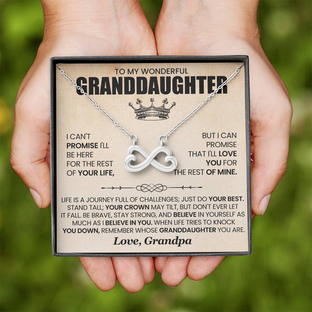 Granddaughter Necklace from Grandpa, Endless Love Pendant Gift for Birthday, Christmas, Graduation
