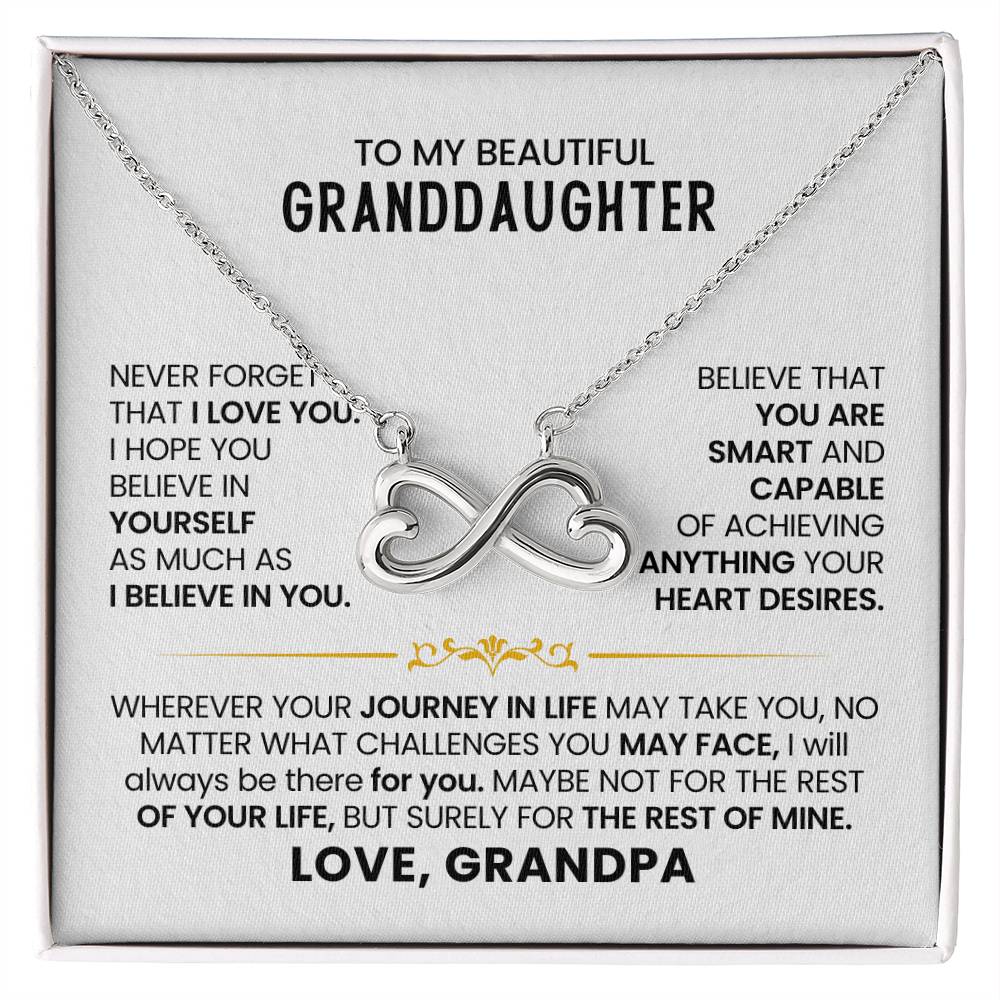 Granddaughter Necklace from Grandpa, Endless Love Pendant Gift for Birthday, Christmas, Graduation