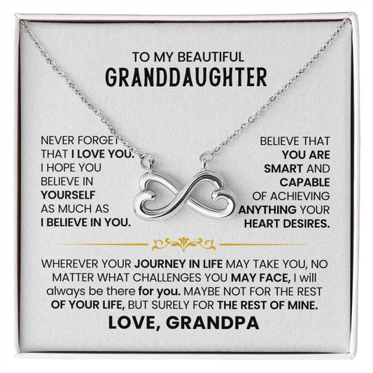 Granddaughter Necklace from Grandpa, Endless Love Pendant Gift for Birthday, Christmas, Graduation