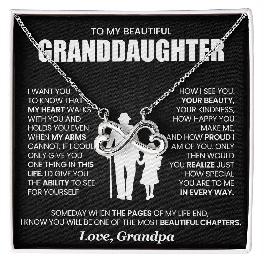 Granddaughter Necklace from Grandpa, Endless Love Pendant Gift for Birthday, Christmas, Graduation