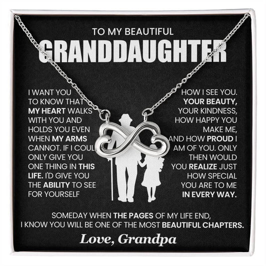 Granddaughter Necklace from Grandpa, Endless Love Pendant Gift for Birthday, Christmas, Graduation
