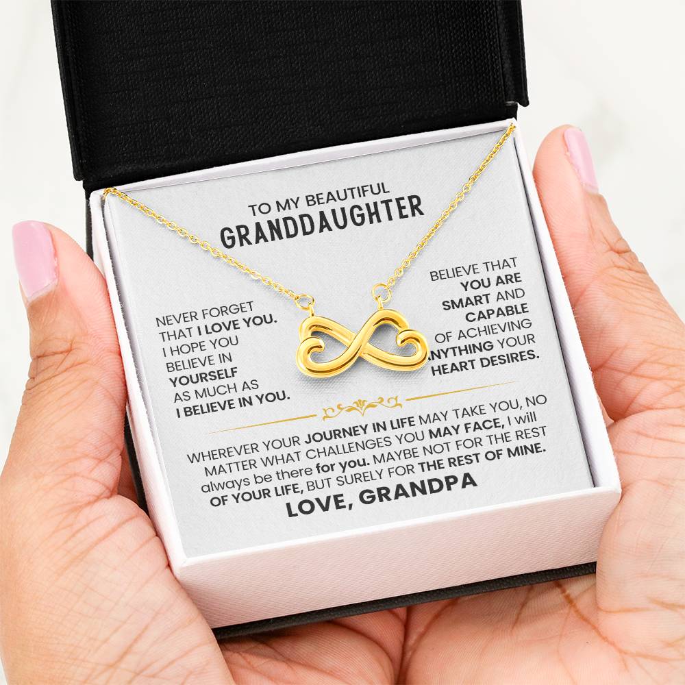 Granddaughter Necklace from Grandpa, Endless Love Pendant Gift for Birthday, Christmas, Graduation