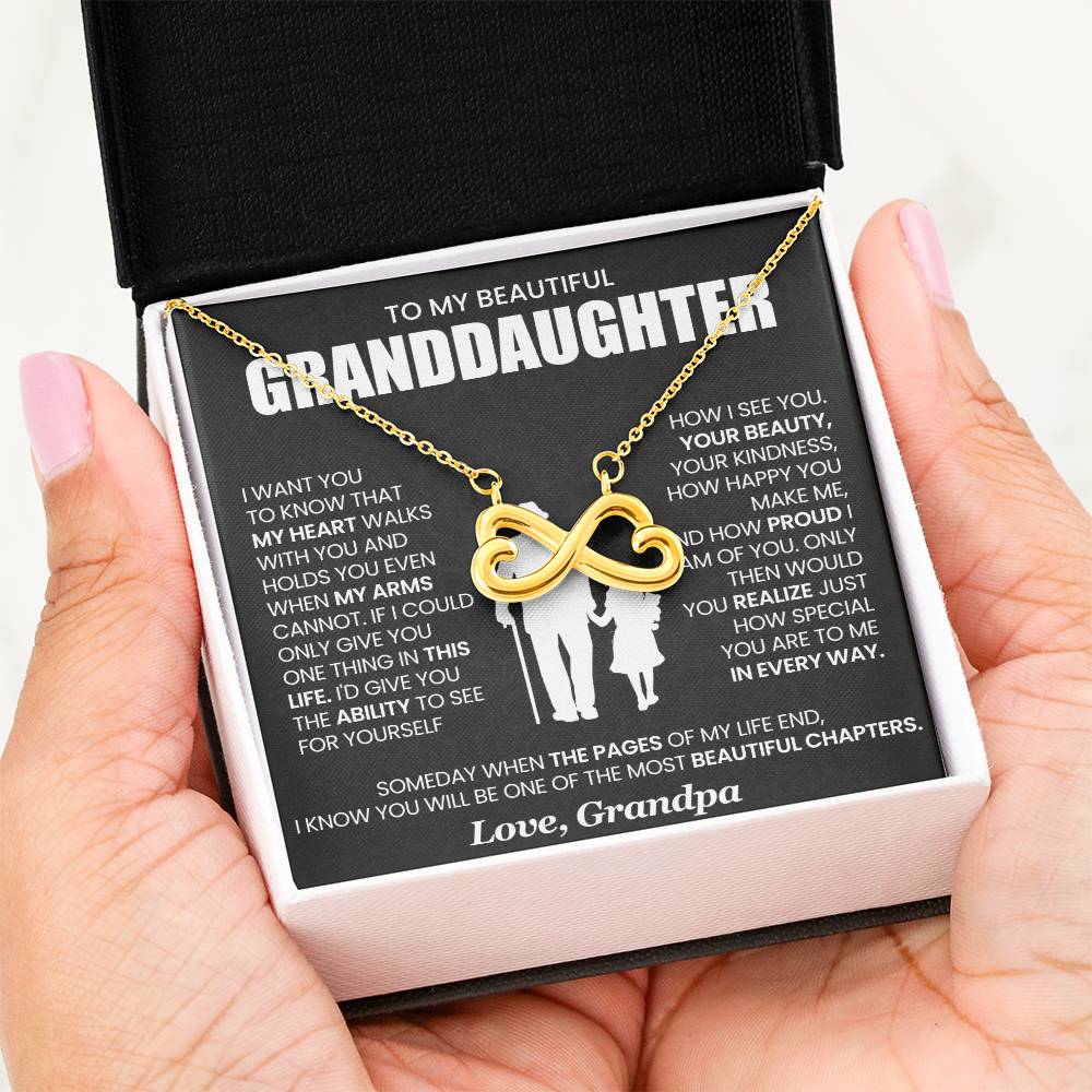 Granddaughter Necklace from Grandpa, Endless Love Pendant Gift for Birthday, Christmas, Graduation