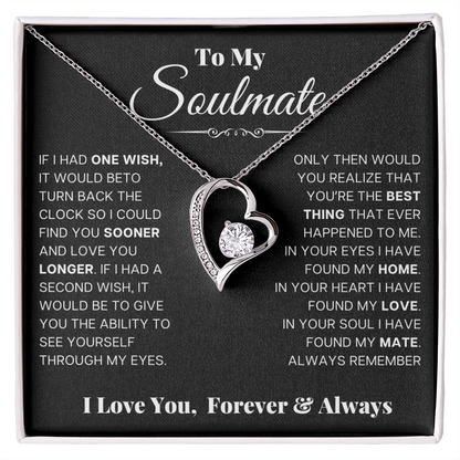 To my Soulmate Forever Love Necklace, Valentines Gift for Wife, Girlfriend