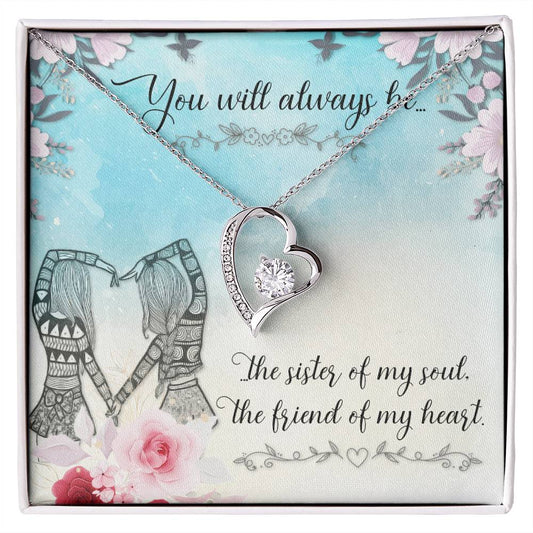 To my Unbiological Sister Best friend Gift. Forever love Heart Necklace 14k White Gold and 18K Yellow Gold, Friendship gifts for Birthday, Christmas