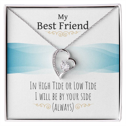 To my Best friend Gift. Forever love Heart Necklace 14k White Gold and 18K Yellow Gold, Friendship gifts for Birthday, Christmas