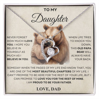 To my Daughter Forever Love Necklace, OLD PAPA BEAR, Gift for Birthday, Graduation, Christmas