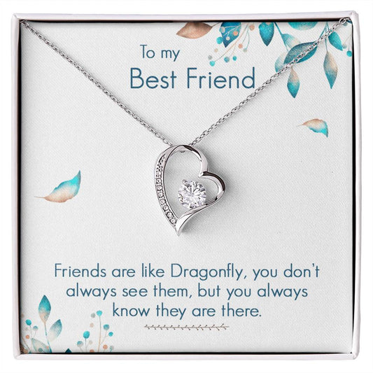 To My Best Friend Necklace Gift, Forever Love Heart Necklace 14K White Gold and 18K Yellow Gold- Perfect for Birthday, Christmas, Graduation