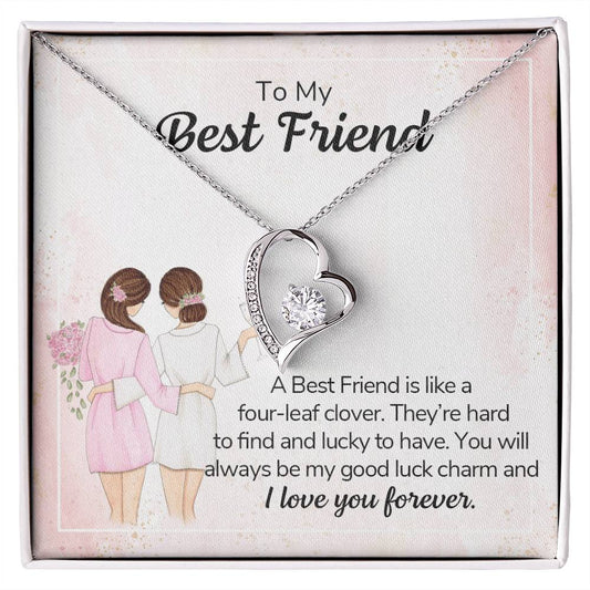 To My Best Friend Necklace Gift, Forever Love Heart Necklace 14K White Gold and 18K Yellow Gold- Perfect for Birthday, Christmas, Graduation