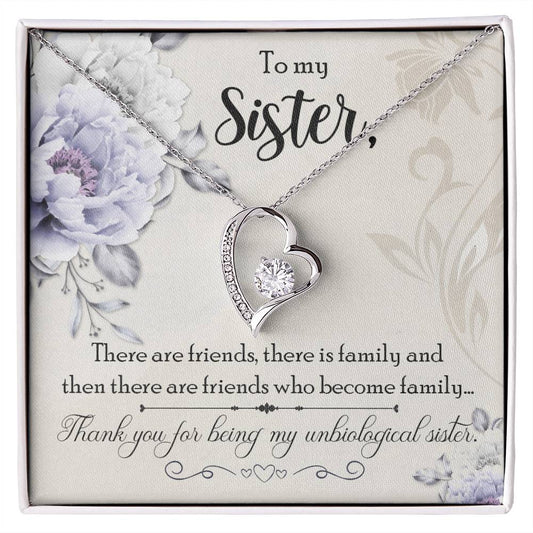To my Unbiological Sister Best friend Gift. Forever love Heart Necklace 14k White Gold and 18K Yellow Gold, Friendship gifts for Birthday, Christmas