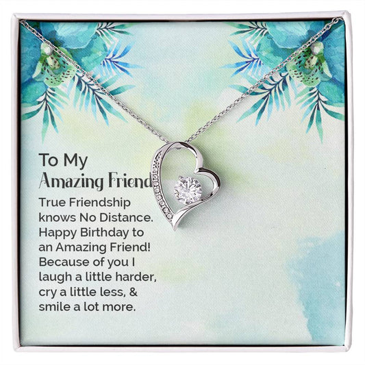 To My Best Friend Necklace Gift, Forever Love Heart Necklace 14K White Gold and 18K Yellow Gold- Perfect for Birthday, Christmas, Graduation