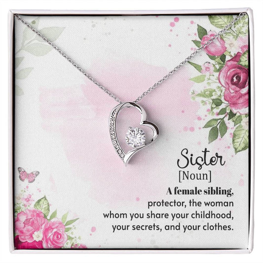 To my Sister Necklace, Heart 14K White Gold and 18K Yellow Gold, Gift for Birthday, Wedding, Christmas