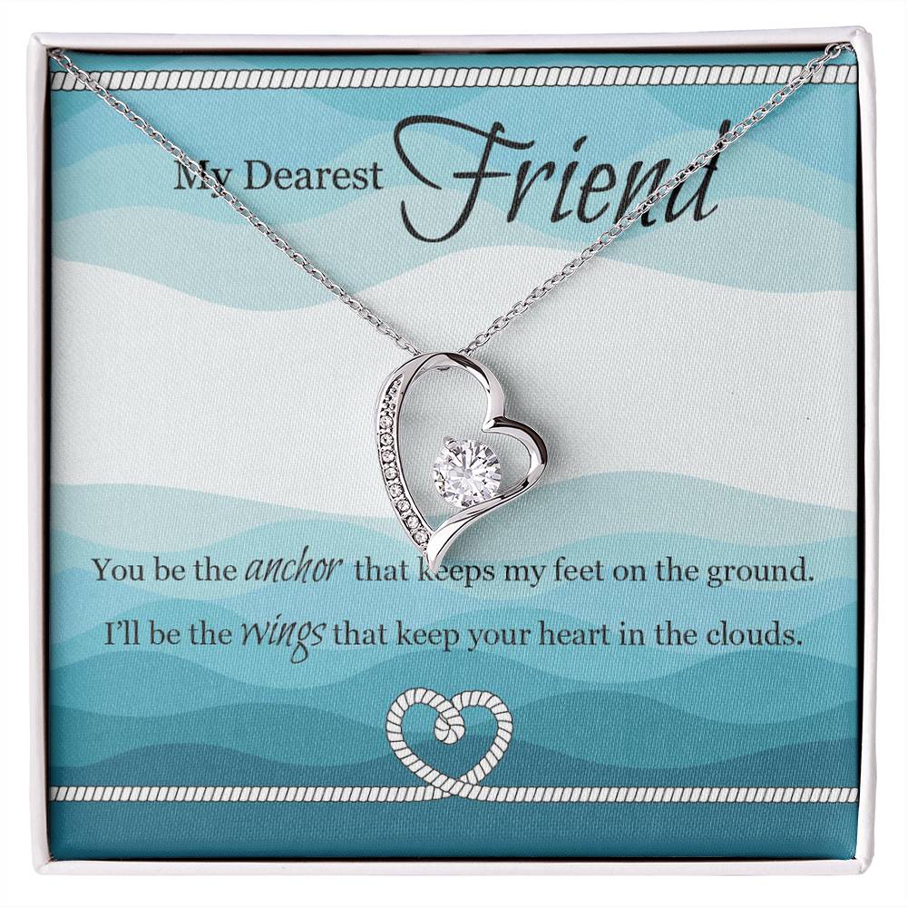 To my Best friend Gift, Forever love Heart Necklace 14k White Gold and 18K Yellow Gold, Friendship gifts for Birthday, Christmas