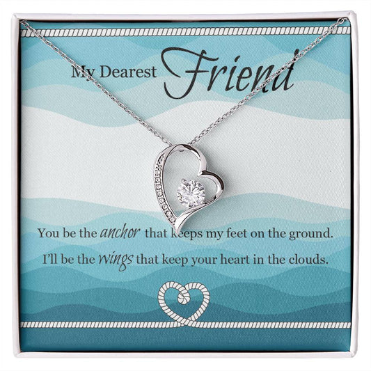 To my Best friend Gift, Forever love Heart Necklace 14k White Gold and 18K Yellow Gold, Friendship gifts for Birthday, Christmas