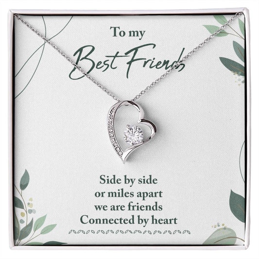 To My Best Friend Necklace Gift, Forever Love Heart Necklace 14K White Gold and 18K Yellow Gold- Perfect for Birthday, Christmas, Graduation