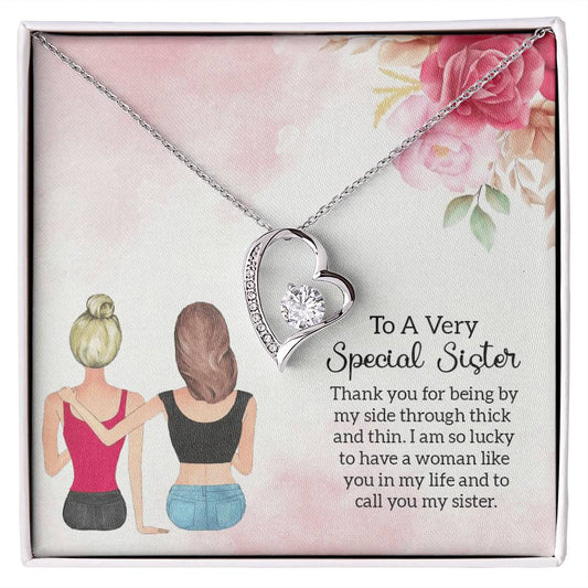 To my Unbiological Sister Best friend Gift. Forever love Heart Necklace 14k White Gold and 18K Yellow Gold, Friendship gifts for Birthday, Christmas