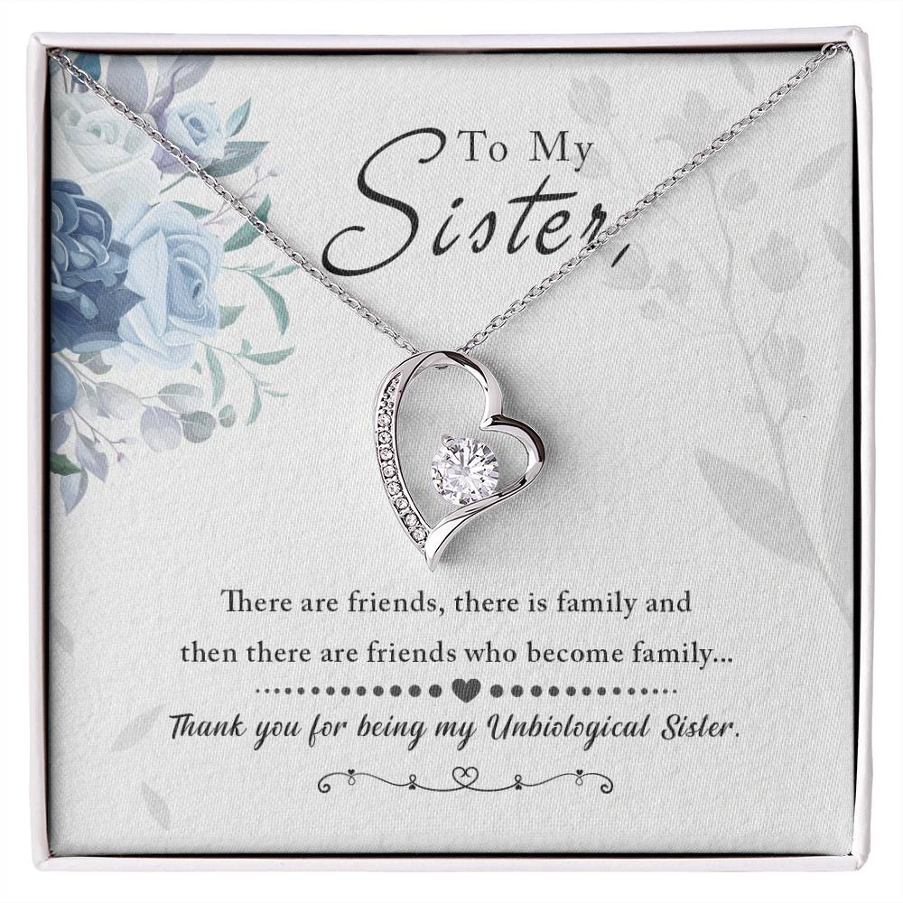 To my Unbiological Sister Best friend Gift. Forever love Heart Necklace 14k White Gold and 18K Yellow Gold, Friendship gifts for Birthday, Christmas