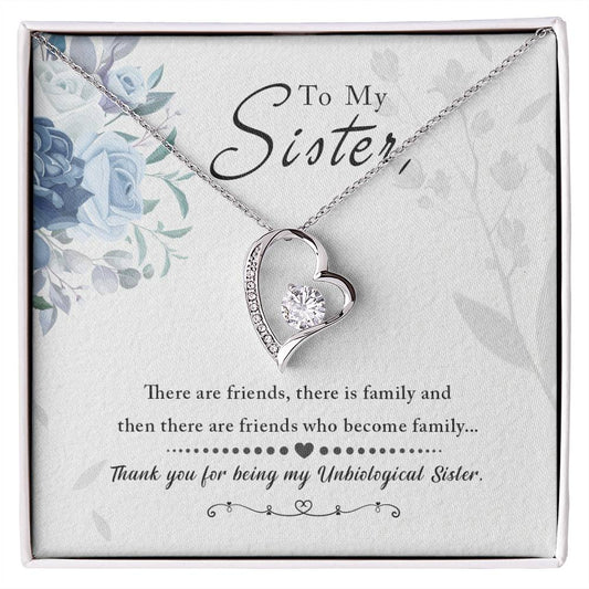 To my Unbiological Sister Best friend Gift. Forever love Heart Necklace 14k White Gold and 18K Yellow Gold, Friendship gifts for Birthday, Christmas