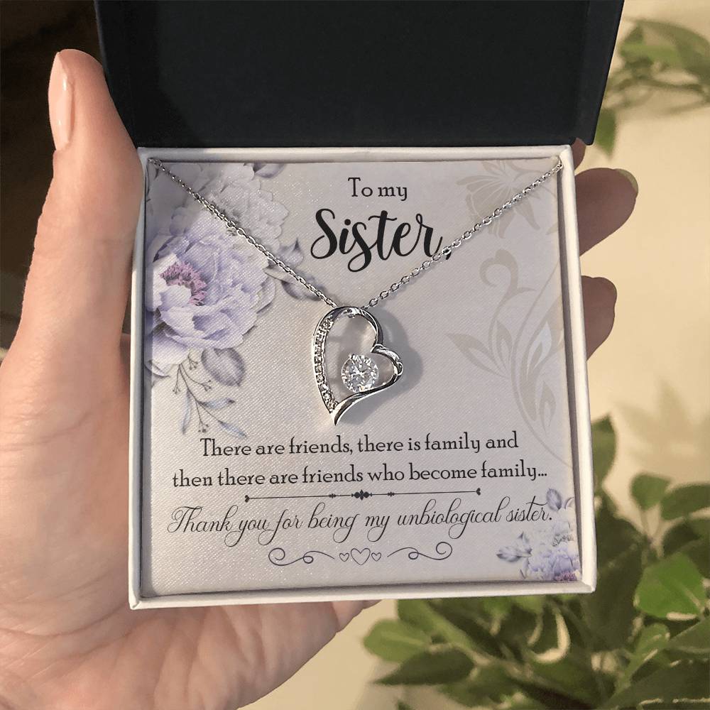 To my Unbiological Sister Best friend Gift. Forever love Heart Necklace 14k White Gold and 18K Yellow Gold, Friendship gifts for Birthday, Christmas