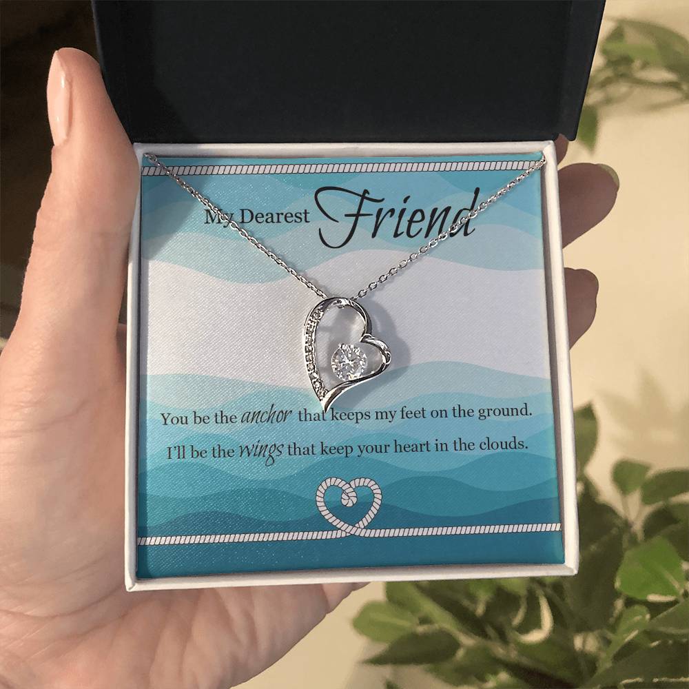To my Best friend Gift, Forever love Heart Necklace 14k White Gold and 18K Yellow Gold, Friendship gifts for Birthday, Christmas