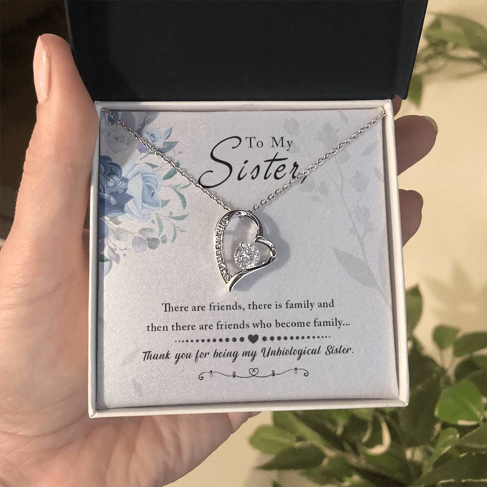 To my Unbiological Sister Best friend Gift. Forever love Heart Necklace 14k White Gold and 18K Yellow Gold, Friendship gifts for Birthday, Christmas
