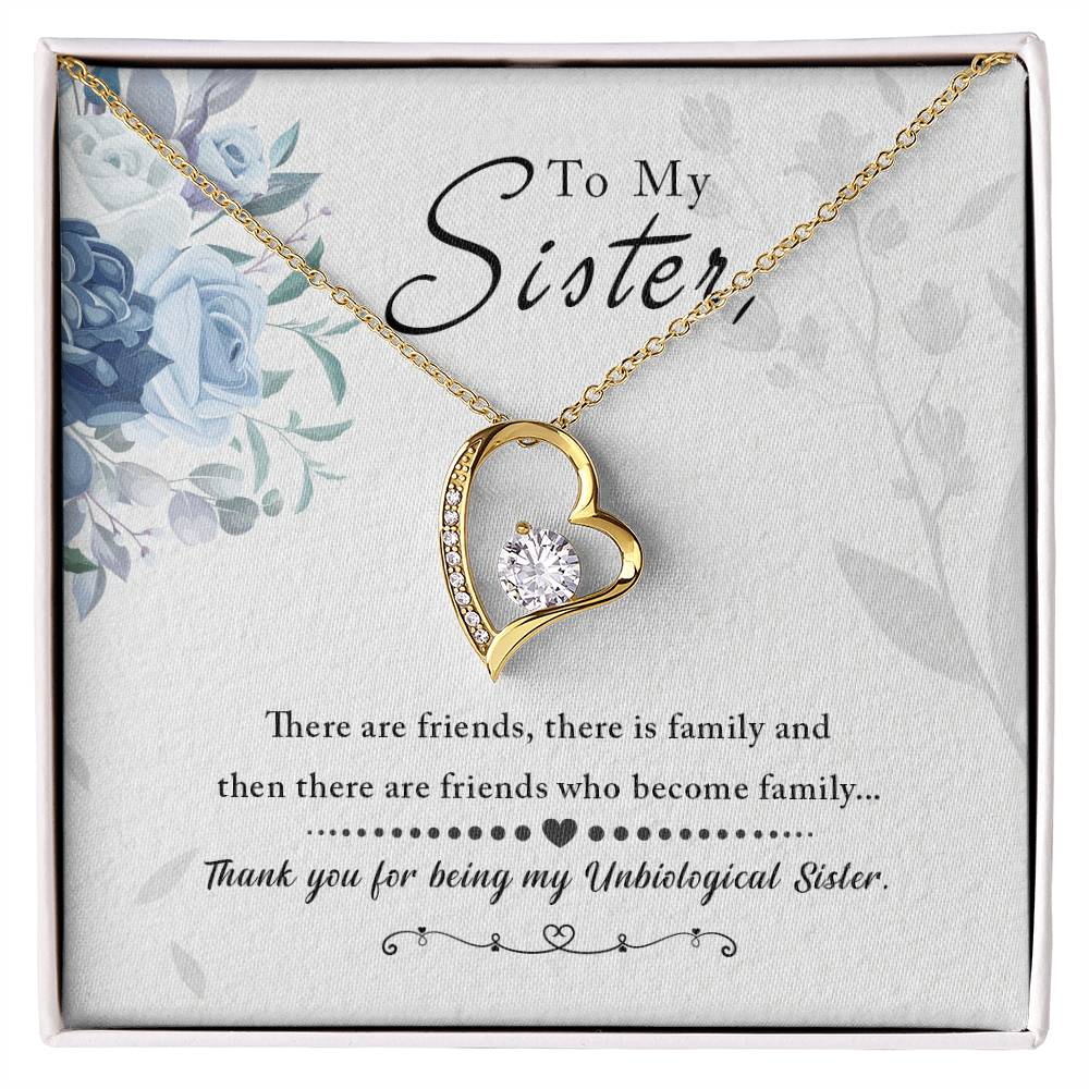 To my Unbiological Sister Best friend Gift. Forever love Heart Necklace 14k White Gold and 18K Yellow Gold, Friendship gifts for Birthday, Christmas
